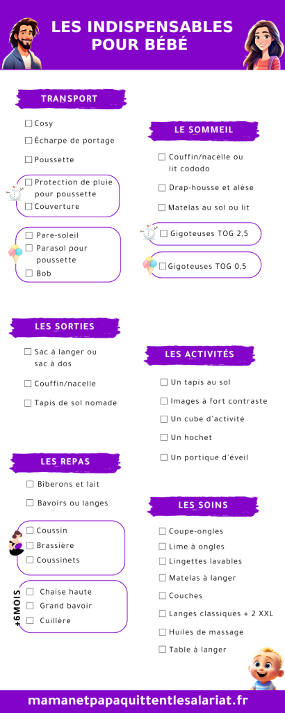 check list les indispensables pour bébé